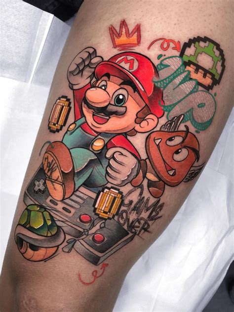 super mario tattoo|super mario tattoo designs.